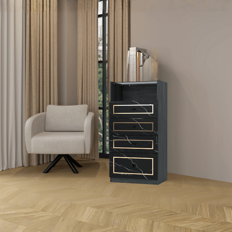 ตู้ลิ้นชัก 4 ลิ้นชัก WISDOM DESIGN FURNITURE GDW-601 60 ซม. สีแอชเกรย์/ดาร์คมาร์เบิ้ล